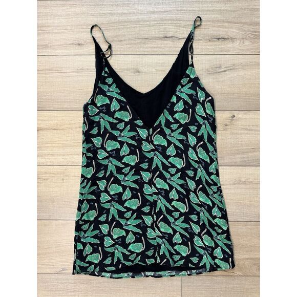 Urban Outfitters Women’s Black Green Leaf Print Mini Dress L Large Y2K 90s - Picture 4 of 4